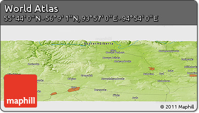 Physical Panoramic Map of the Area around 55° 56' 31" N, 94° 25' 30" E
