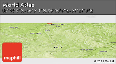 Physical Panoramic Map of the Area around 55° 56' 31" N, 96° 58' 29" E