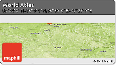 Physical Panoramic Map of the Area around 55° 56' 31" N, 96° 58' 29" E