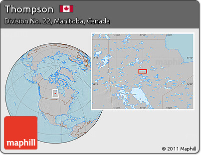 Gray Location Map of Thompson, hill shading