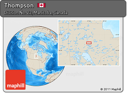 Shaded Relief Location Map of Thompson