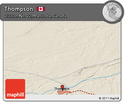 Shaded Relief Panoramic Map of Thompson