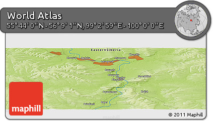 Physical Panoramic Map of the Area around 55° 56' 31" N, 99° 31' 30" E