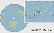 Savanna Style Location Map of the area around 55° 19' 2" S, 100° 22' 30" E, hill shading