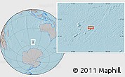 Gray Location Map of the area around 55° 19' 2" S, 101° 13' 29" E, hill shading