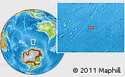 Physical Location Map of the area around 55° 19' 2" S, 103° 46' 30" E