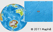 Physical Location Map of the area around 55° 19' 2" S, 104° 37' 30" E