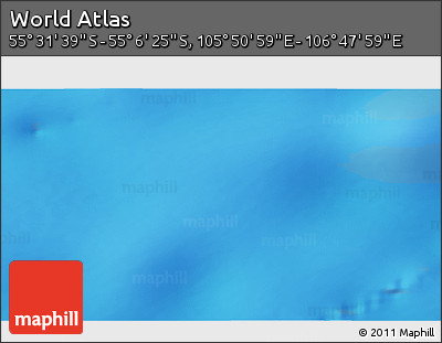 Physical 3D Map of the Area around 55° 19' 2" S, 106° 19' 29" E