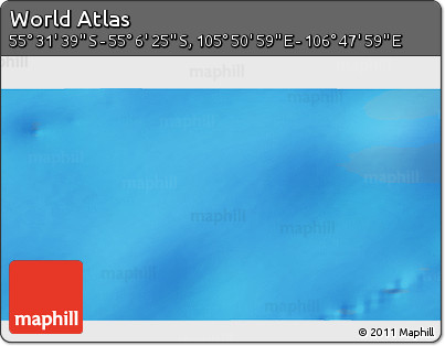Physical 3D Map of the Area around 55° 19' 2" S, 106° 19' 29" E