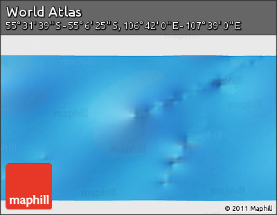 Physical 3D Map of the Area around 55° 19' 2" S, 107° 10' 30" E