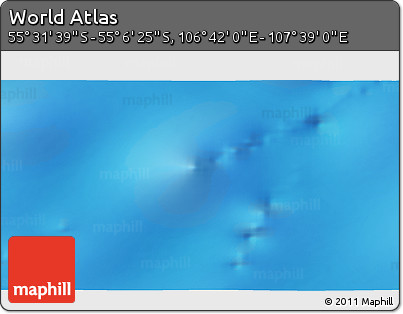 Physical 3D Map of the Area around 55° 19' 2" S, 107° 10' 30" E