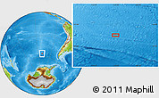 Physical Location Map of the area around 55° 19' 2" S, 110° 25' 30" W