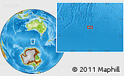 Physical Location Map of the area around 55° 19' 2" S, 125° 52' 30" E