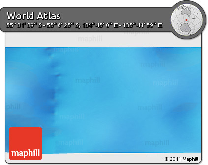 Physical 3D Map of the Area around 55° 19' 2" S, 135° 13' 29" E