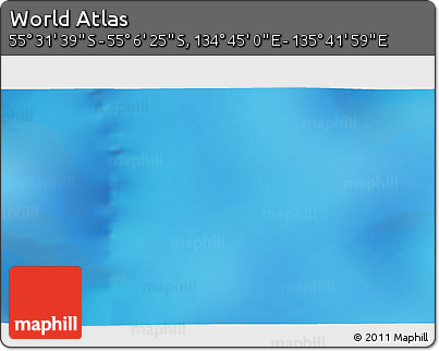 Physical 3D Map of the Area around 55° 19' 2" S, 135° 13' 29" E