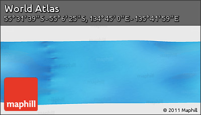 Physical Panoramic Map of the Area around 55° 19' 2" S, 135° 13' 29" E