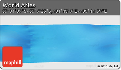 Physical Panoramic Map of the Area around 55° 19' 2" S, 135° 13' 29" E