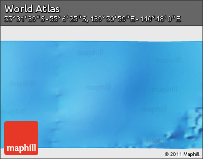 Physical 3D Map of the Area around 55° 19' 2" S, 140° 19' 29" E