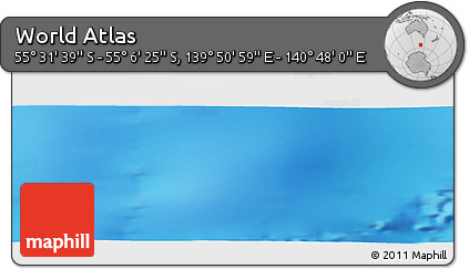 Physical Panoramic Map of the Area around 55° 19' 2" S, 140° 19' 29" E