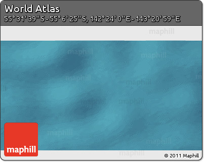 Satellite 3D Map of the Area around 55° 19' 2" S, 142° 52' 30" E