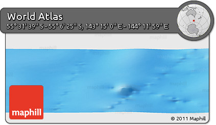 Physical Panoramic Map of the Area around 55° 19' 2" S, 143° 43' 29" E