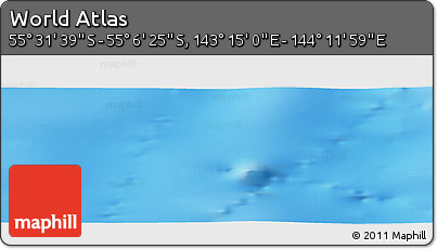 Physical Panoramic Map of the Area around 55° 19' 2" S, 143° 43' 29" E