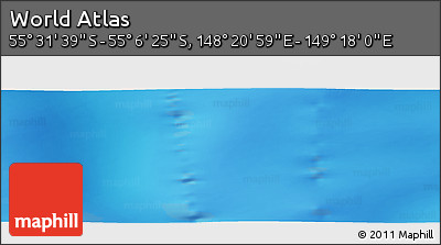 Physical Panoramic Map of the Area around 55° 19' 2" S, 148° 49' 29" E
