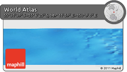 Physical Panoramic Map of the Area around 55° 19' 2" S, 149° 40' 30" E