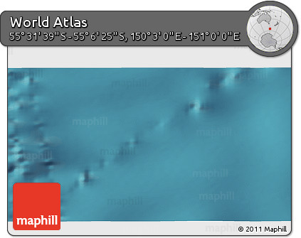 Satellite 3D Map of the Area around 55° 19' 2" S, 150° 31' 30" E
