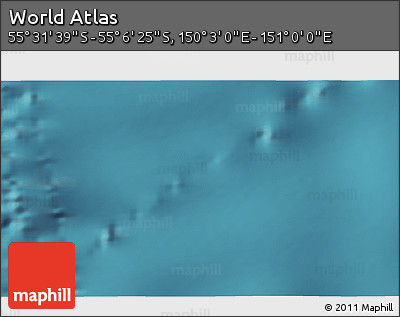 Satellite 3D Map of the Area around 55° 19' 2" S, 150° 31' 30" E