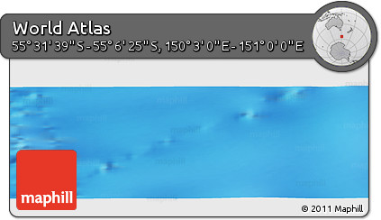 Physical Panoramic Map of the Area around 55° 19' 2" S, 150° 31' 30" E