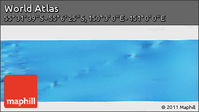 Physical Panoramic Map of the Area around 55° 19' 2" S, 150° 31' 30" E