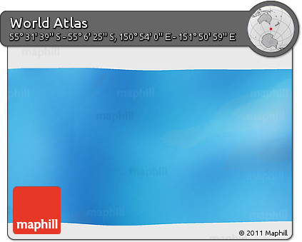 Physical 3D Map of the Area around 55° 19' 2" S, 151° 22' 30" E
