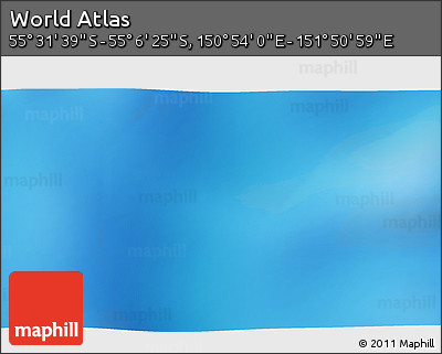 Physical 3D Map of the Area around 55° 19' 2" S, 151° 22' 30" E