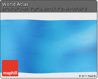 Physical 3D Map of the Area around 55° 19' 2" S, 151° 22' 30" E