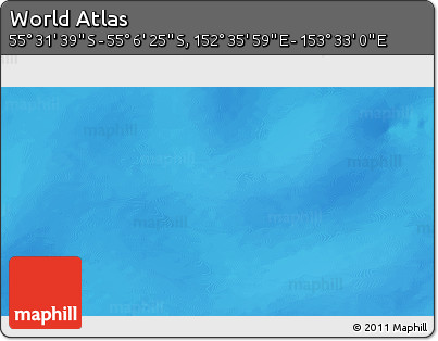 Physical 3D Map of the Area around 55° 19' 2" S, 153° 4' 29" E