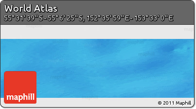 Physical Panoramic Map of the Area around 55° 19' 2" S, 153° 4' 29" E
