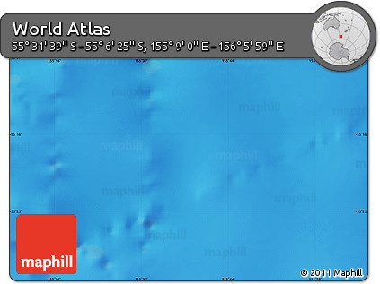 Physical Map of the Area around 55° 19' 2" S, 155° 37' 30" E