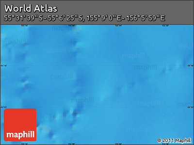 Physical Map of the Area around 55° 19' 2" S, 155° 37' 30" E