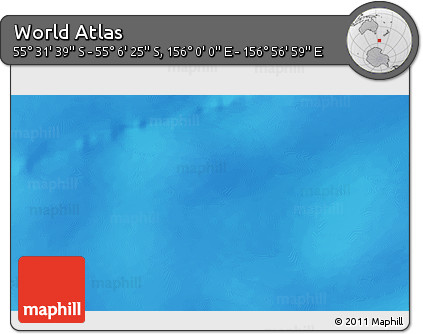 Physical 3D Map of the Area around 55° 19' 2" S, 156° 28' 29" E