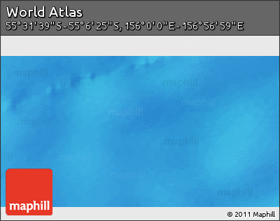 Physical 3D Map of the Area around 55° 19' 2" S, 156° 28' 29" E