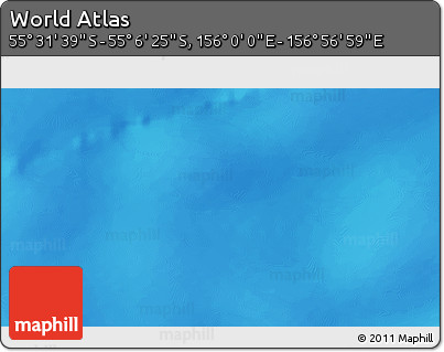 Physical 3D Map of the Area around 55° 19' 2" S, 156° 28' 29" E