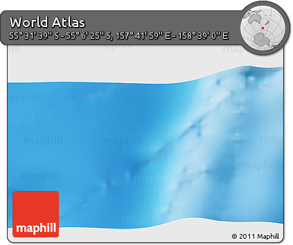 Physical 3D Map of the Area around 55° 19' 2" S, 158° 10' 30" E