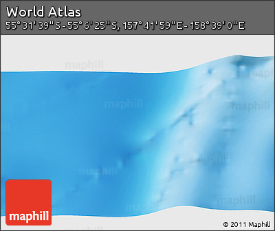Physical 3D Map of the Area around 55° 19' 2" S, 158° 10' 30" E