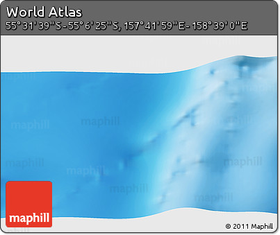Physical 3D Map of the Area around 55° 19' 2" S, 158° 10' 30" E