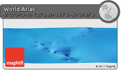 Physical Panoramic Map of the Area around 55° 19' 2" S, 159° 52' 30" E