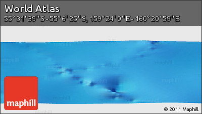 Physical Panoramic Map of the Area around 55° 19' 2" S, 159° 52' 30" E
