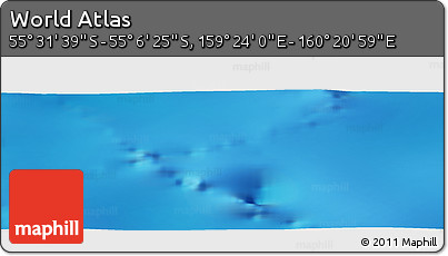 Physical Panoramic Map of the Area around 55° 19' 2" S, 159° 52' 30" E