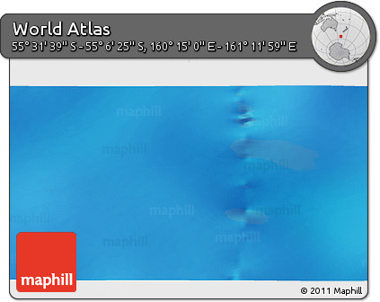 Physical 3D Map of the Area around 55° 19' 2" S, 160° 43' 29" E