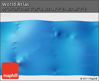 Physical 3D Map of the Area around 55° 19' 2" S, 163° 16' 30" E